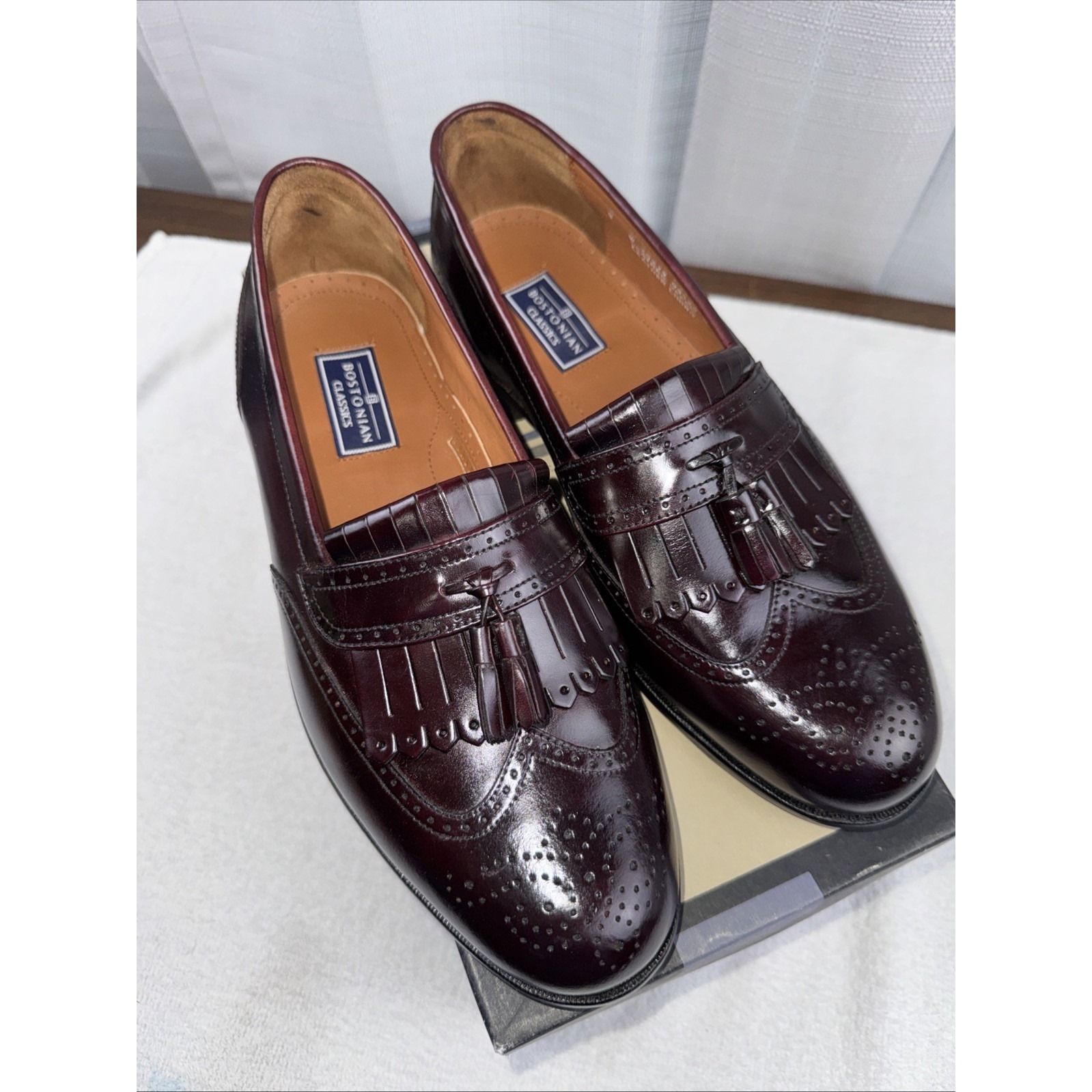 Bostonian Evanston First Flex Burgundy Leather Loafers W Tassels Mens Size 9 W
